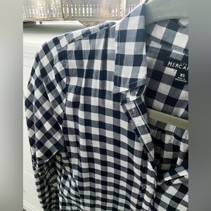 J.Crew Factory (Mercantile) Navy Blue and White Gingham Button Down